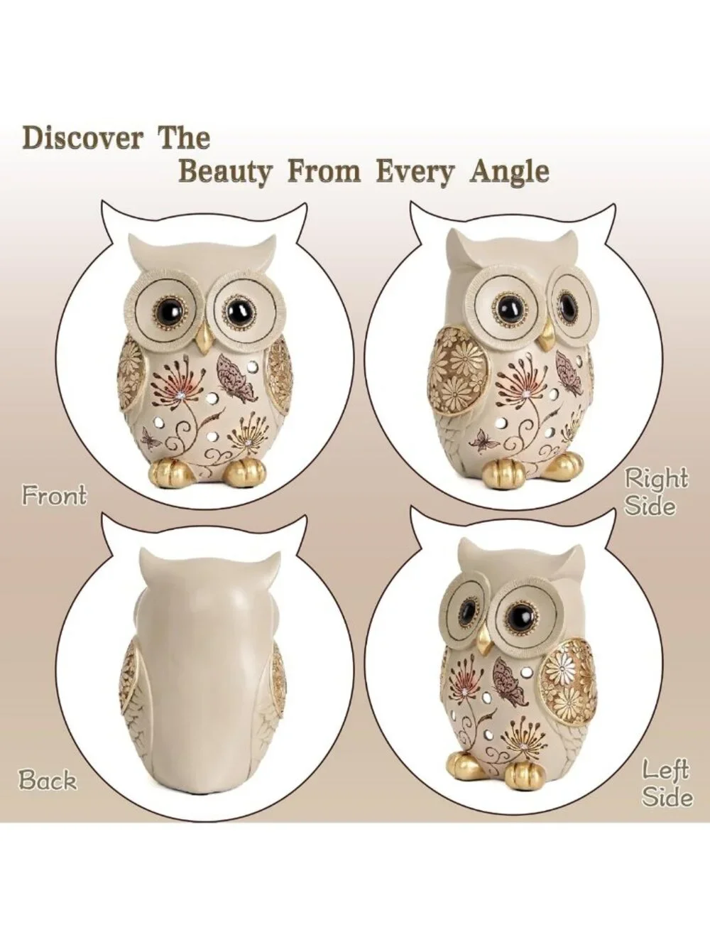 Charming Owl Statue for Home Decor - Boho Accents, Vintage Figurine for Bird